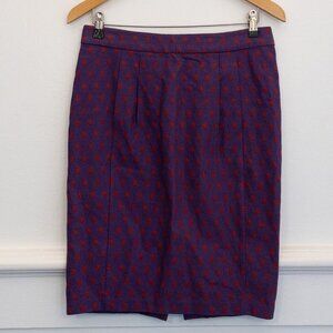 Fossil Women’s Skirt Size 8 Purple Red Geometric Print Cotton Blend Workwear